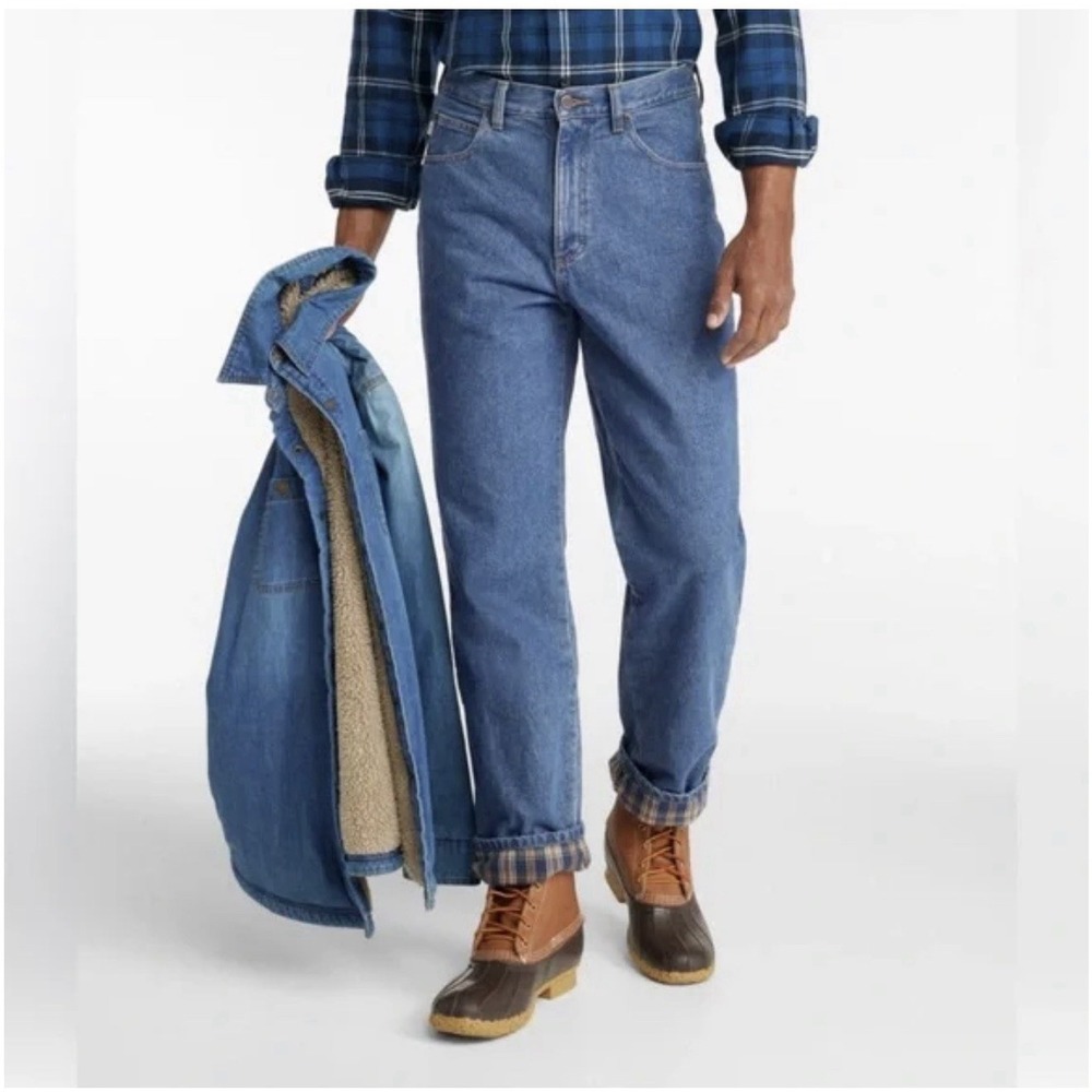 Vintage LL Bean Jeans Mens 36x30‎ Flannel Lined Nor'easter Cotton Classic Fit